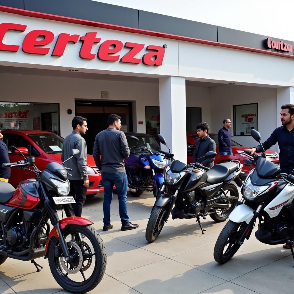 Customers at a Certeza dealership in Pakistan