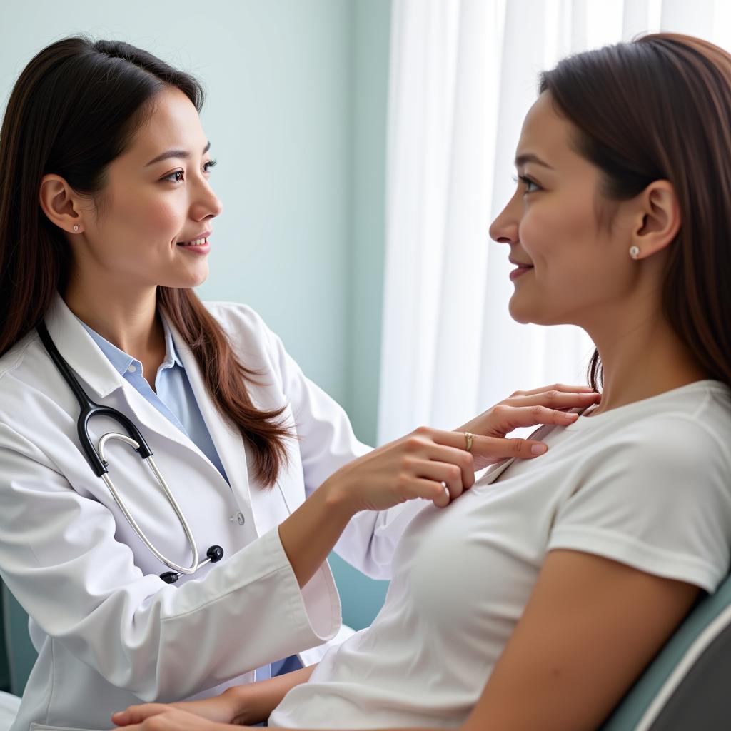 Certified dermatologist consulting a patient