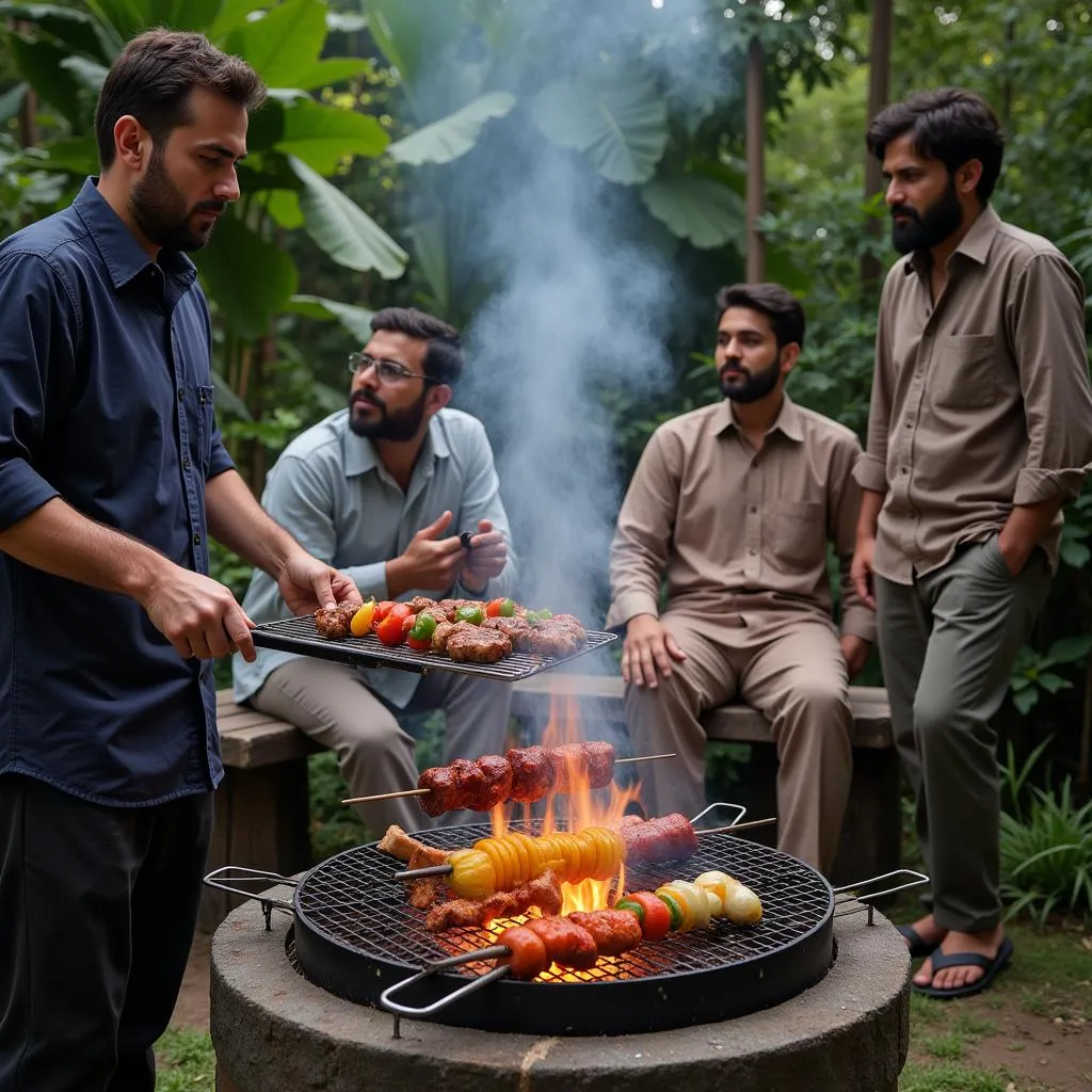 Outdoor BBQ with Charcoal Grill