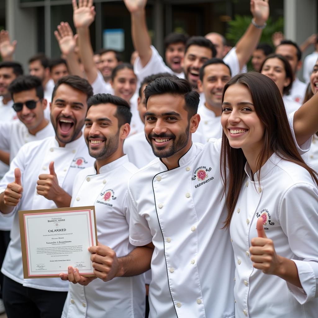 Chef course graduates celebrating in Pakistan