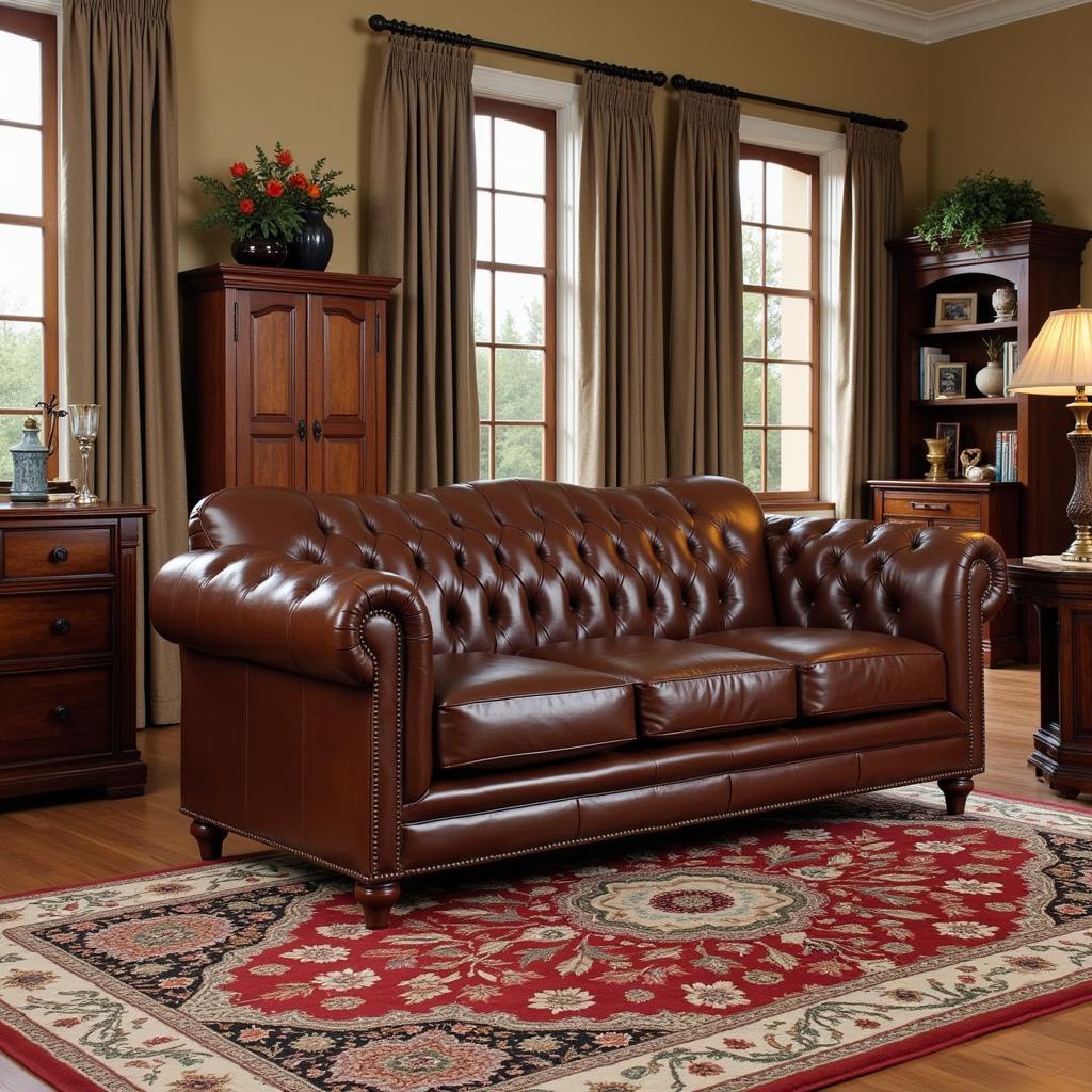 Classic Chesterfield Sofa in a Pakistani Home