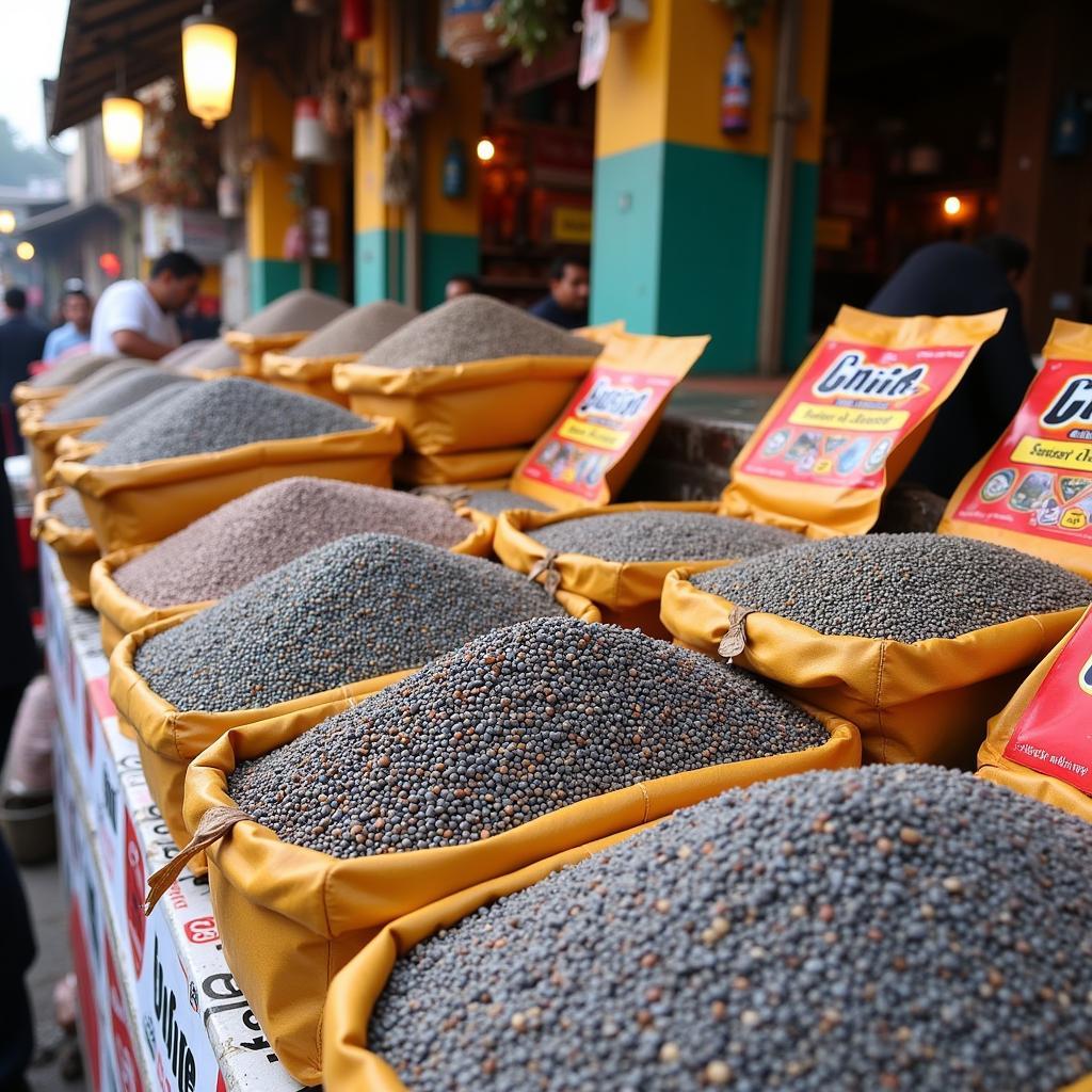 Chia seeds displayed in a Pakistani market