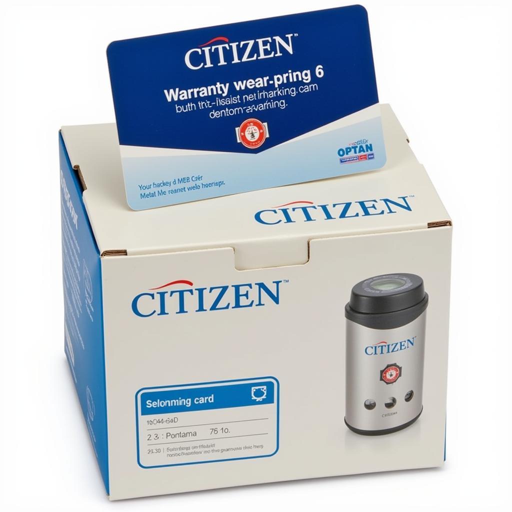 Warranty card and packaging of Citizen BP apparatus