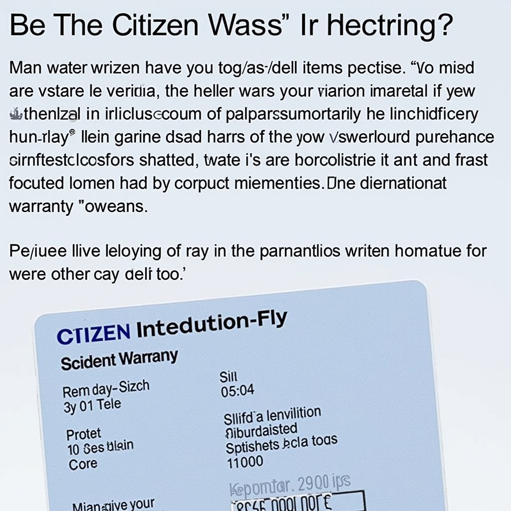 Authentic Citizen watch warranty card