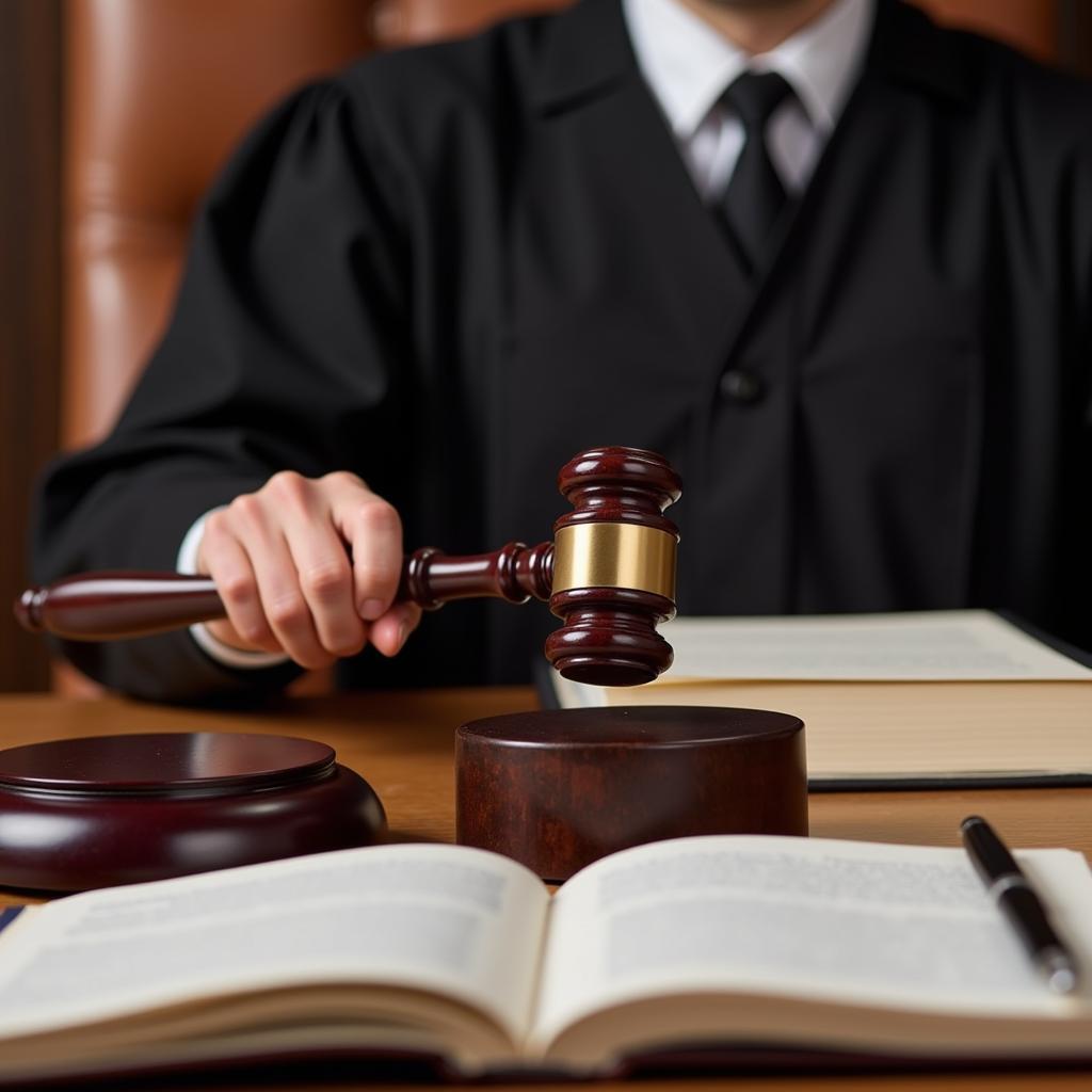 Gavel and Law Books in a Courtroom Setting