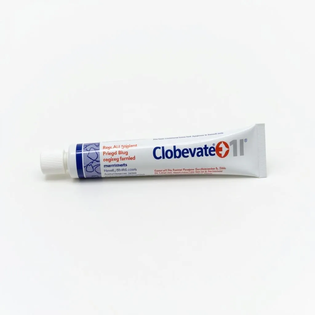 Close-up of a Clobevate ointment tube