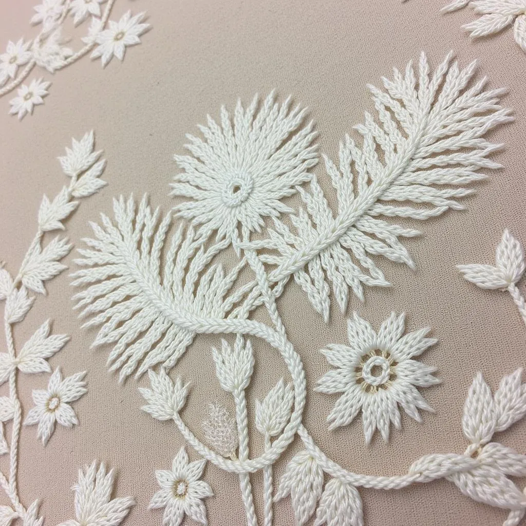 Close-Up of Chikan Embroidery Floral Pattern