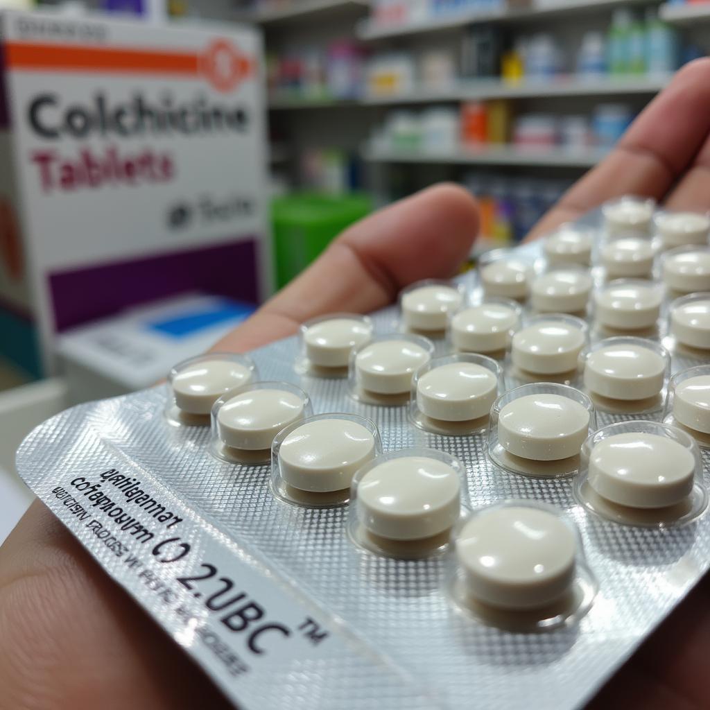 Colchicine tablets commonly found in Pakistan