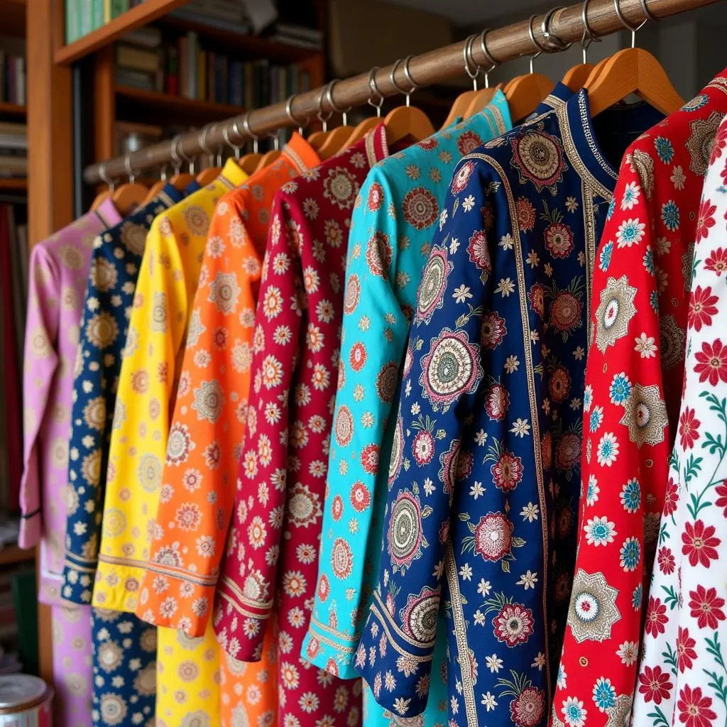 Colorful Chikan Suits Displayed in a Shop in Pakistan