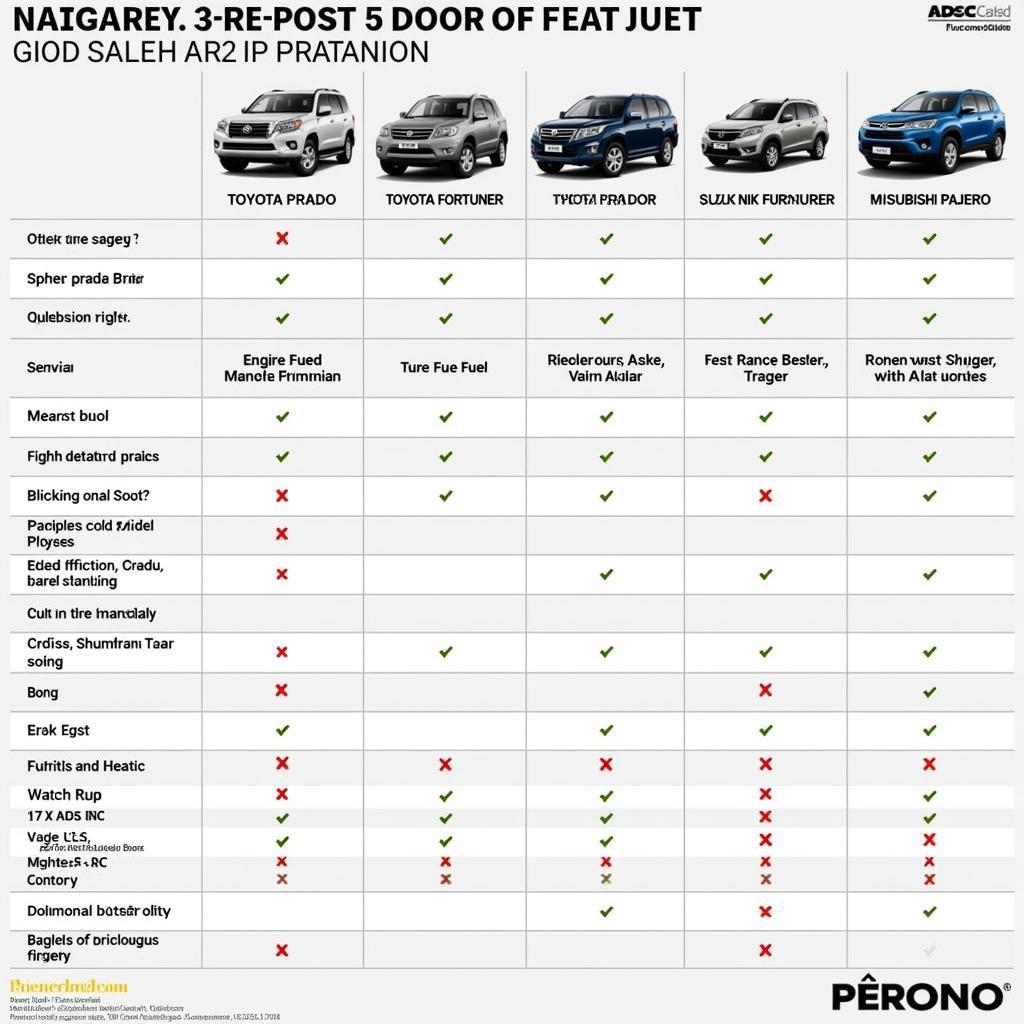 Comparison Chart of Popular 5 Door Jeep Models Available in Pakistan