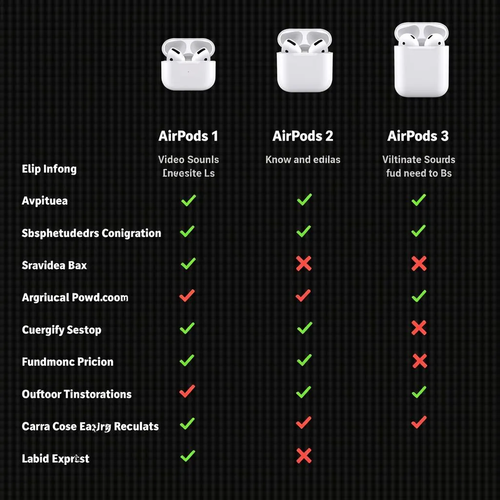 AirPods Generation Comparison Chart