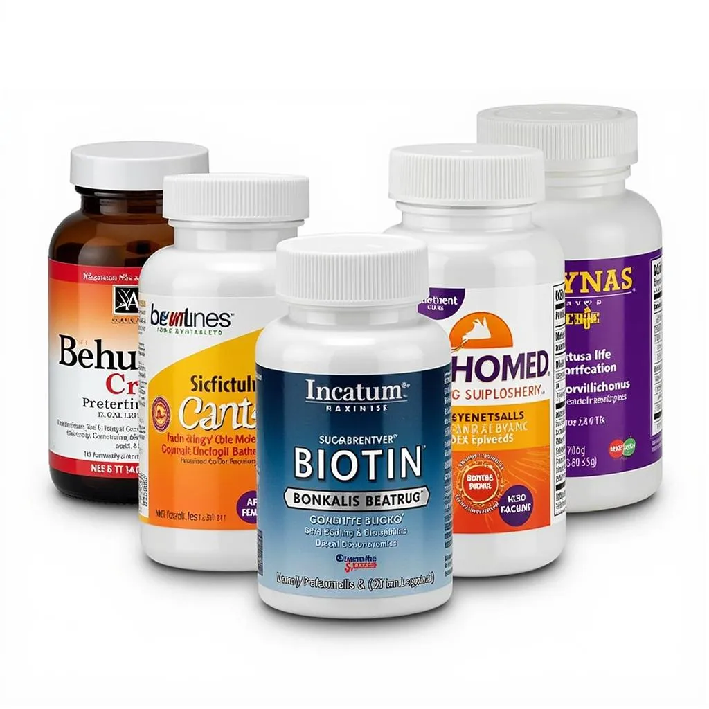 Various Biotin Supplement Bottles on a Shelf