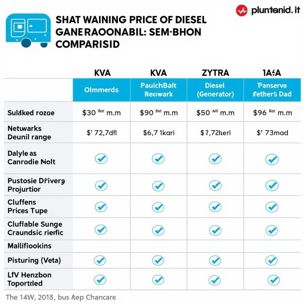 A comparison chart of diesel generator prices in Pakistan