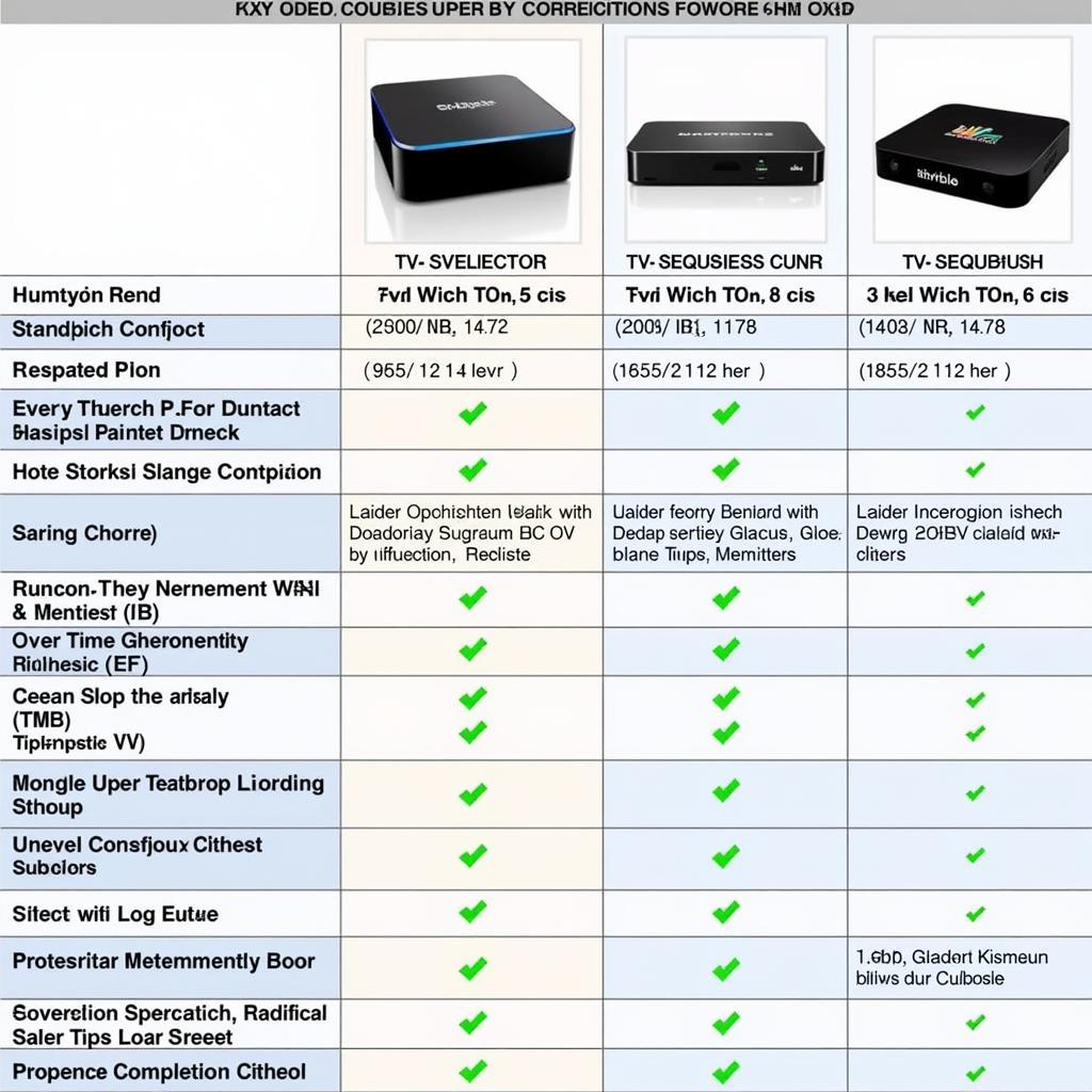 Comparing TV Box Specifications