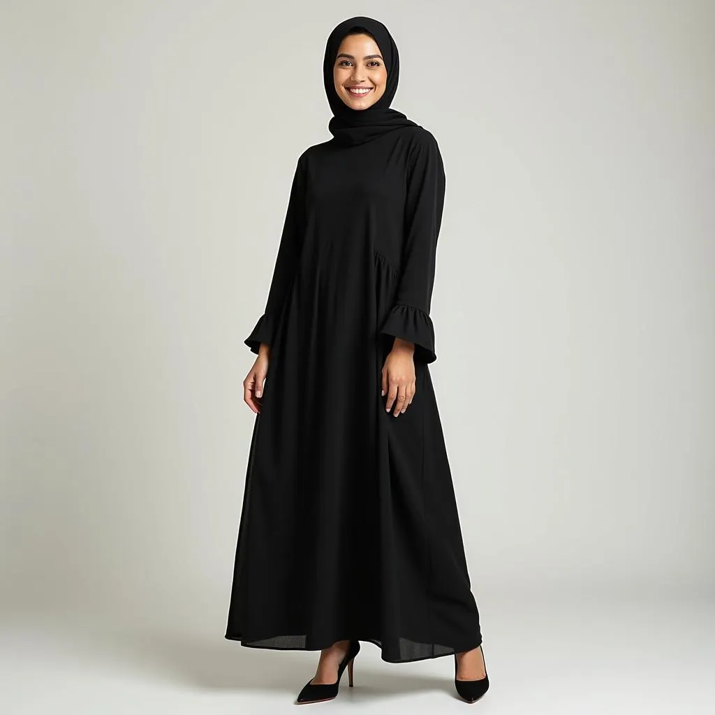 Confident Pakistani Woman in Black Frock