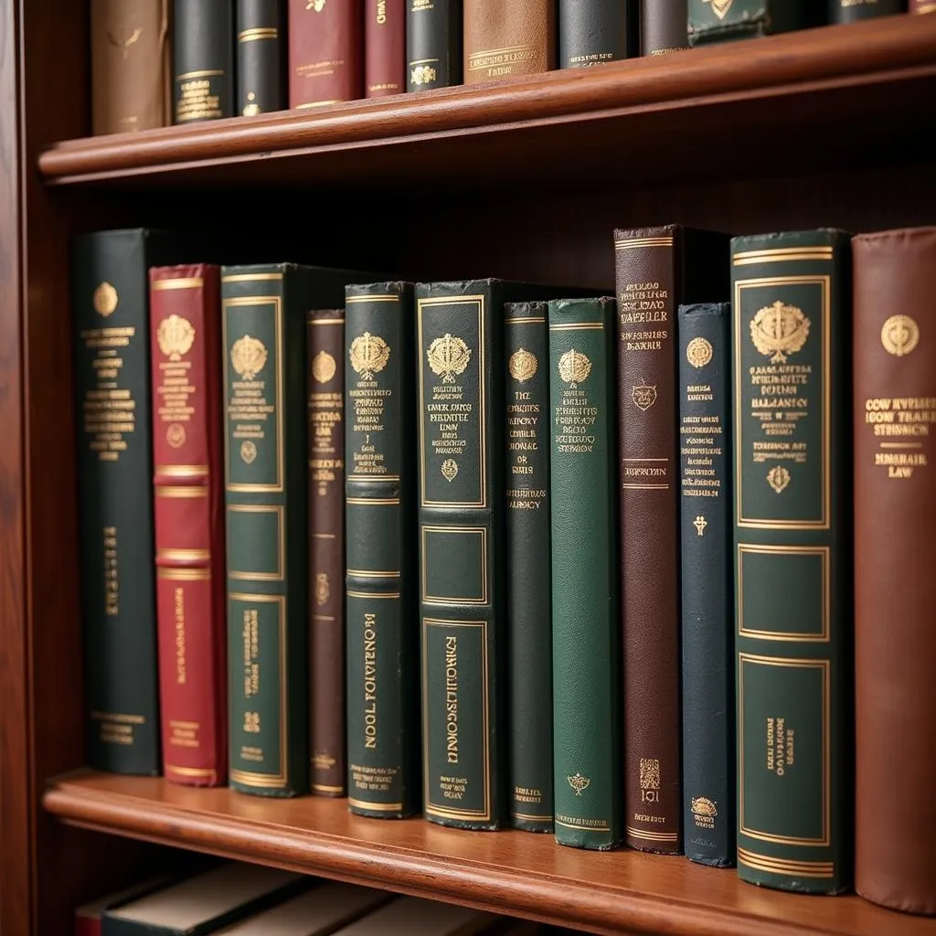 Constitutional law books displayed on a shelf in a Pakistani bookstore