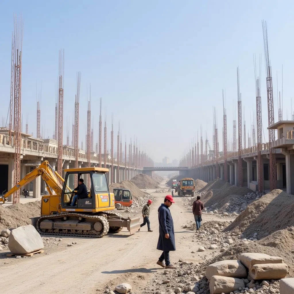 Busy Construction Site in Pakistan