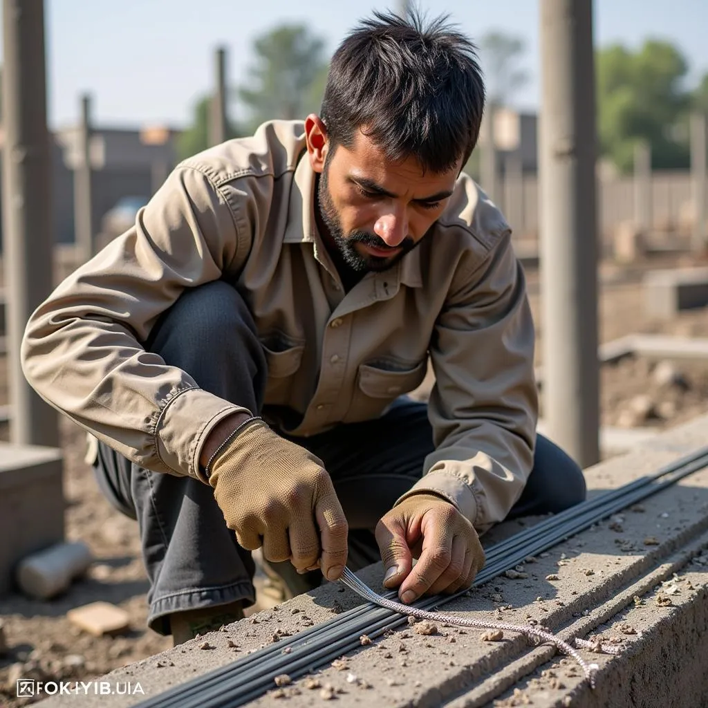 Construction Worker Using 7.29 Wire