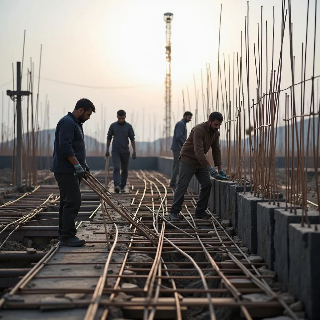 Construction workers in Pakistan