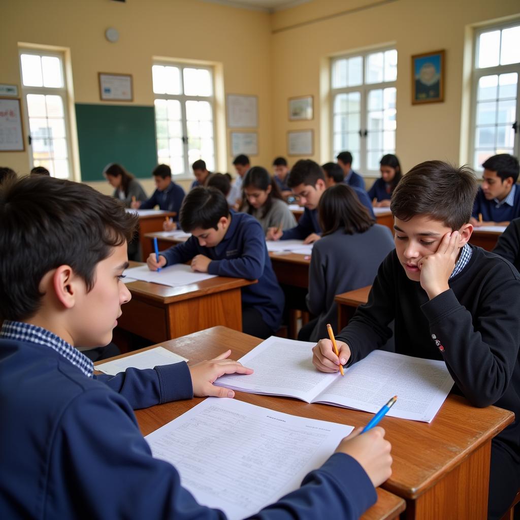 Students in a Pakistani classroom using Copymate A4 paper for their schoolwork