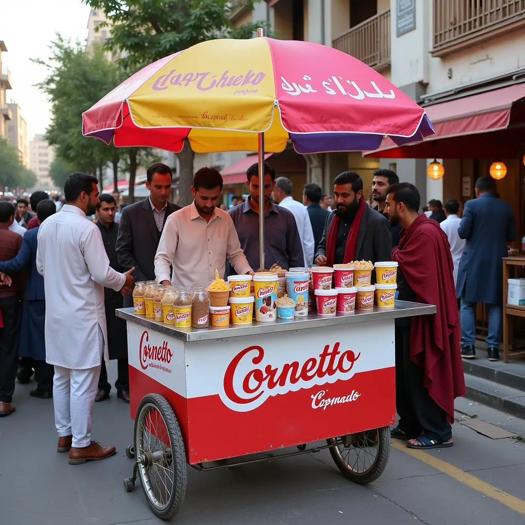 Street Vendor Selling Cornetto Ice Cream in Pakistan