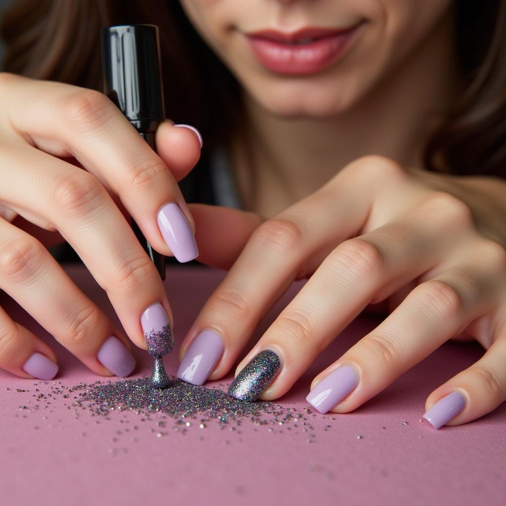 Woman Applying Cosmic Polish