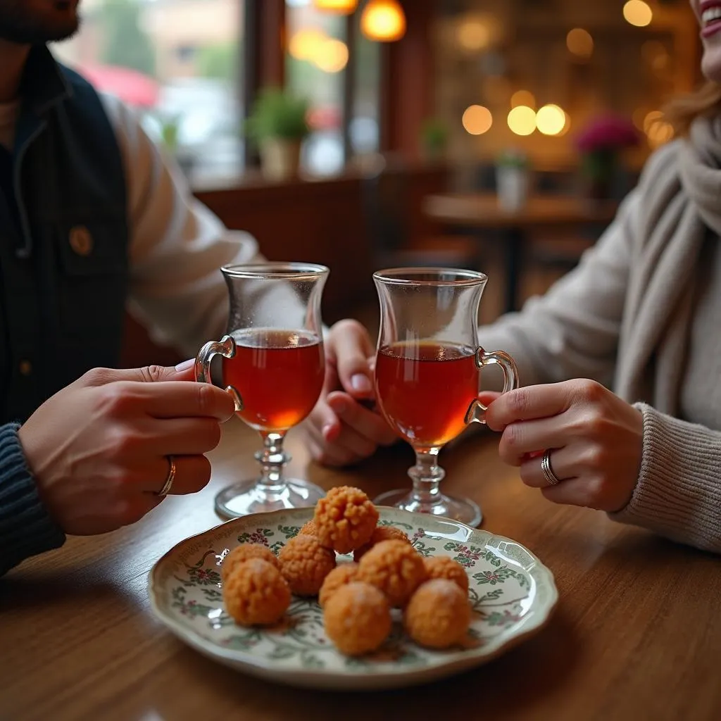 Pakistani Couple Enjoying Turkish Tea