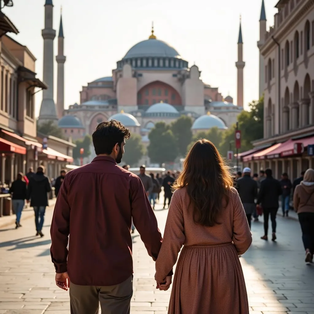 Romantic Couple Exploring Istanbul