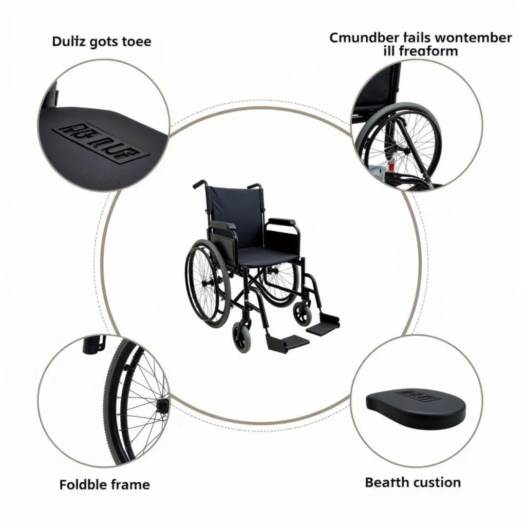 Close-up of CP wheelchair features