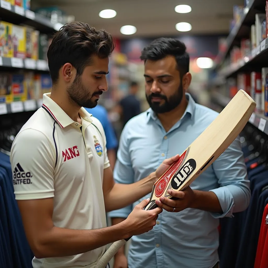 Cricket Player Selecting MRF Bat