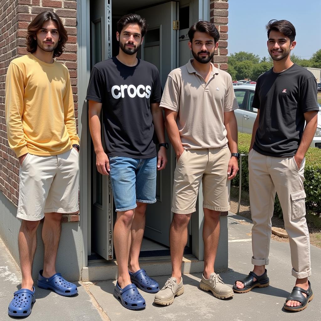 Crocs worn as street style in Pakistan