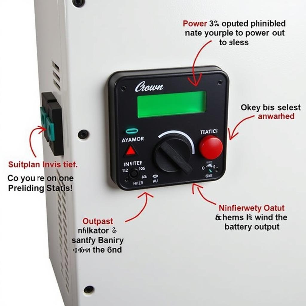 Close-up of a Crown inverter's display and features