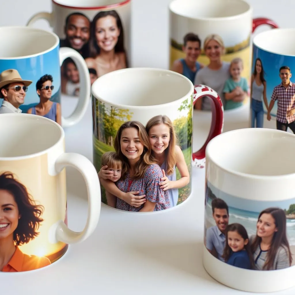 Customized mugs with photos printed on them