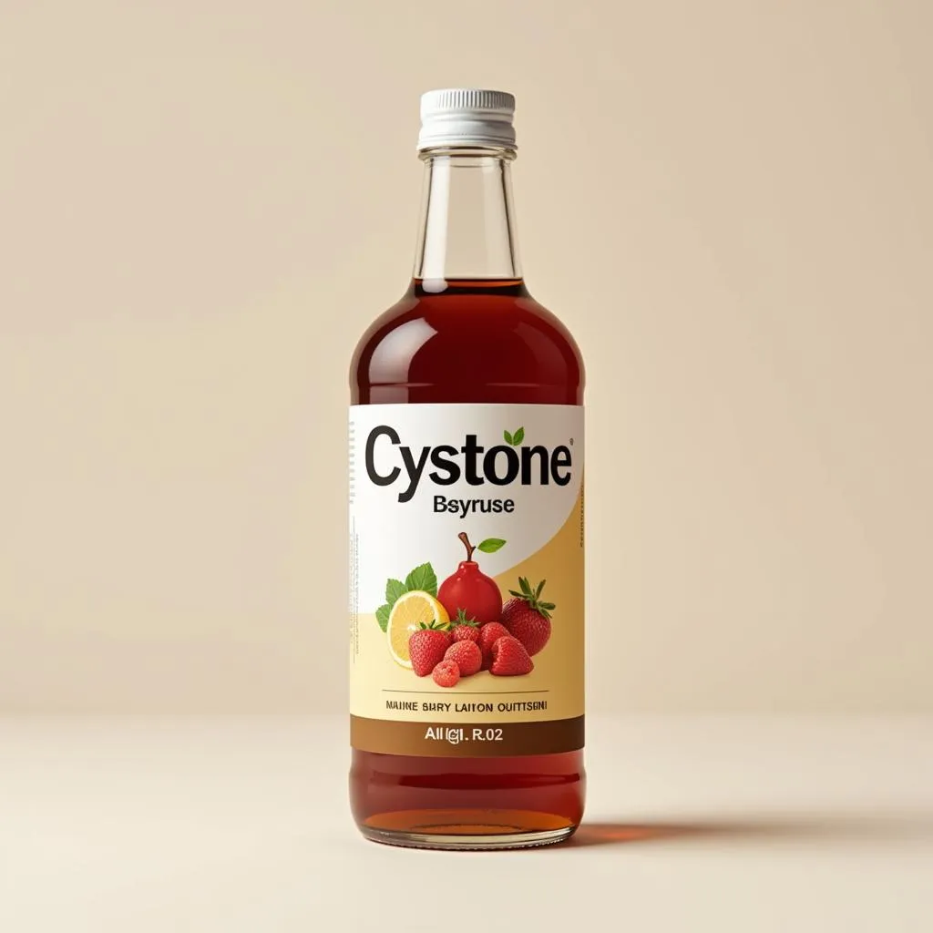 Cystone syrup bottle with visible label