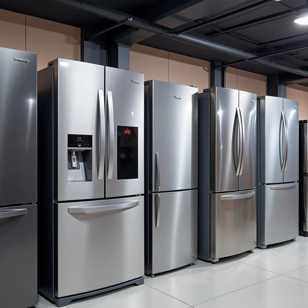 Dawlance Refrigerator Models Displayed in a Showroom