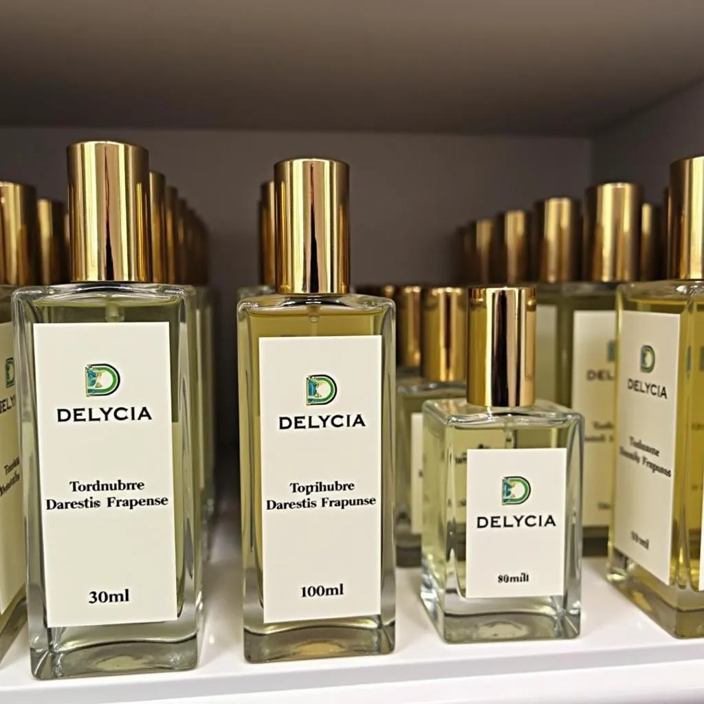 Delycia perfume bottles in various sizes