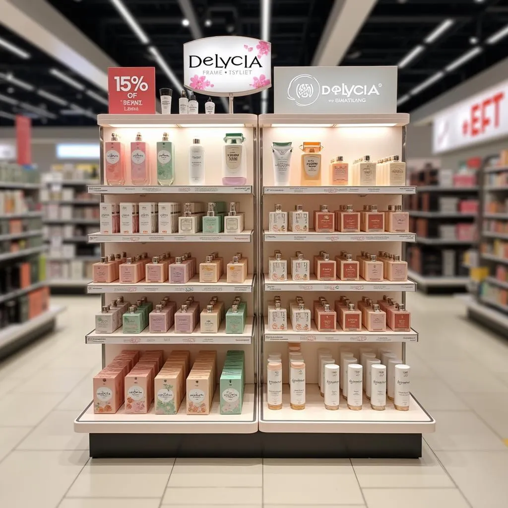 Delycia perfume display in a store