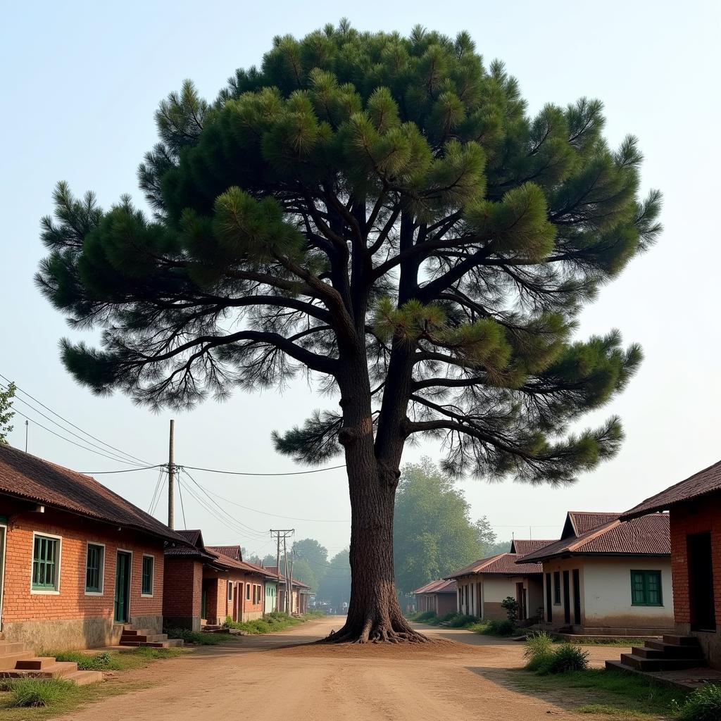 Deodar tree in a Pakistani village