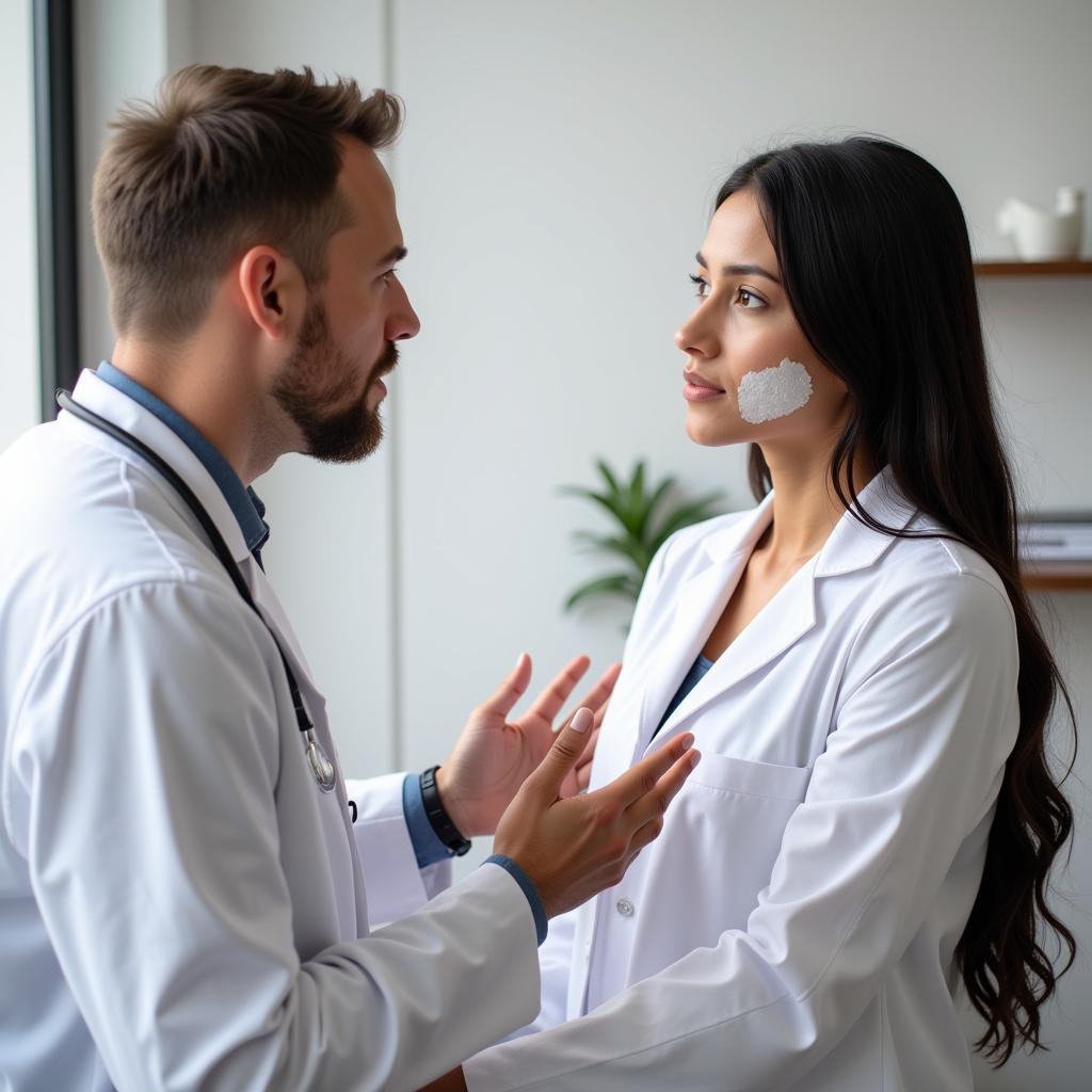 Dermatologist consults patient with vitiligo