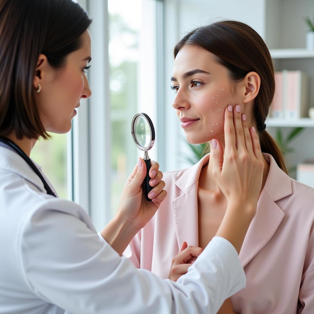 Dermatologist Examining Patient's Skin