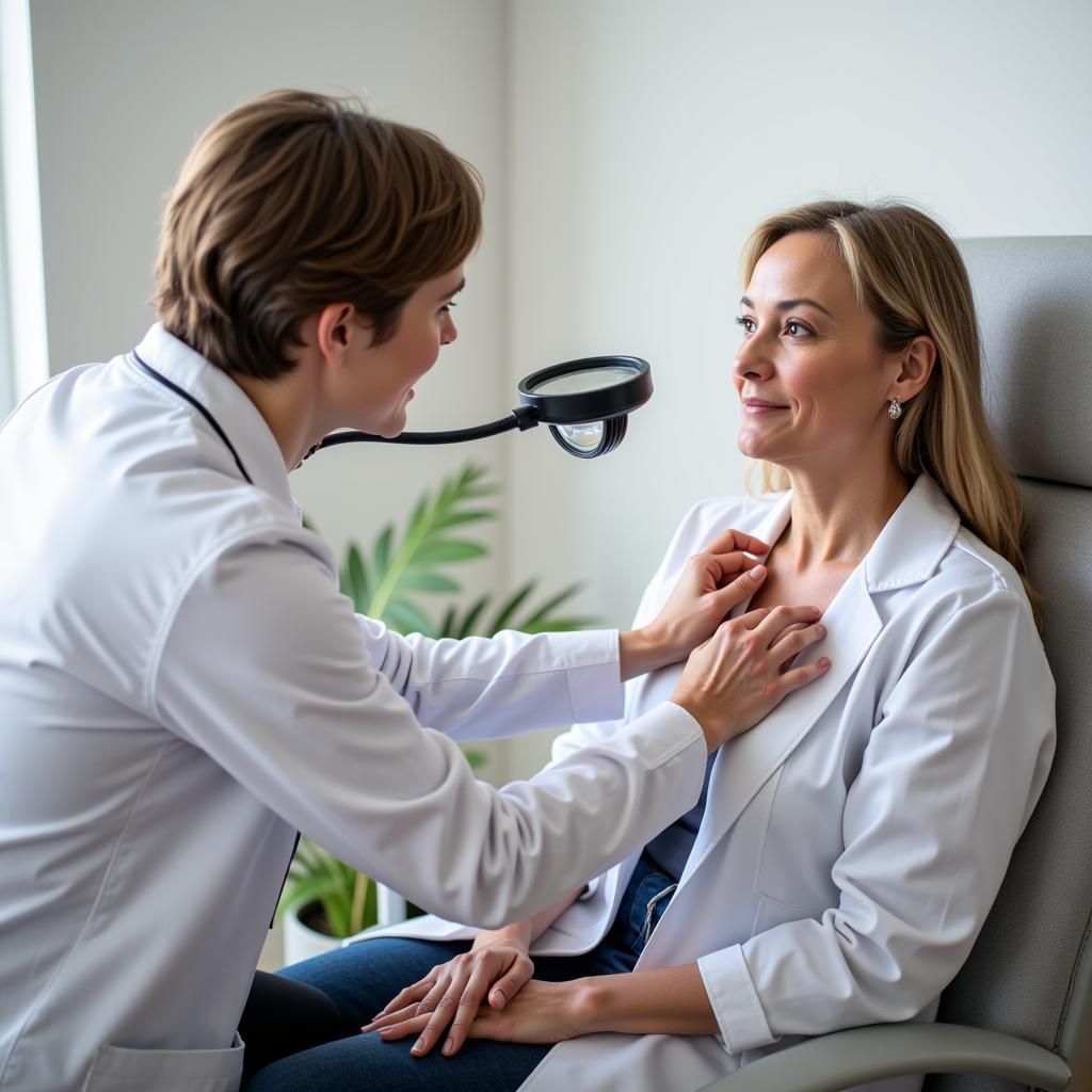 Dermatologist Examining Patient's Skin