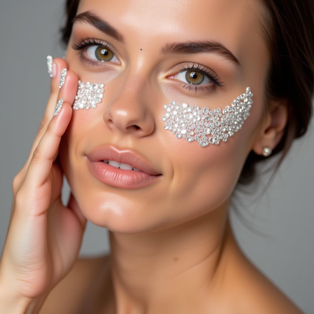 Woman applying diamond facial kit