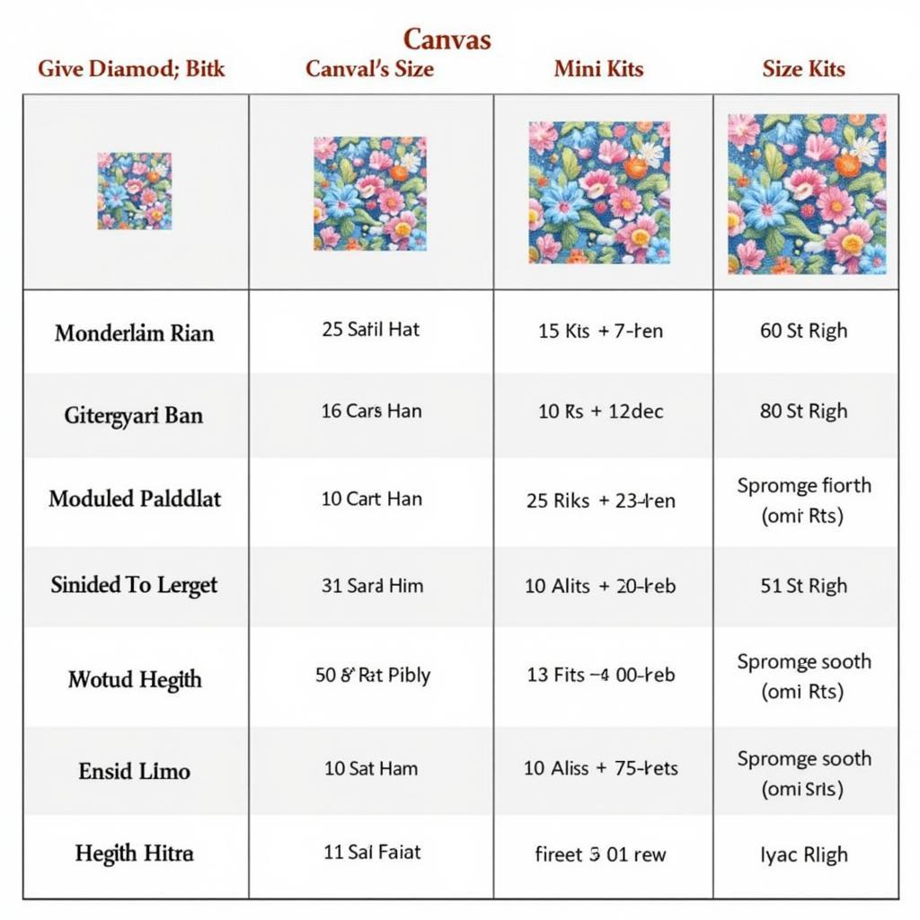 Different Diamond Painting Canvas Sizes