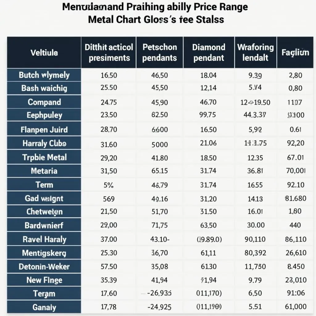 Diamond Pendant Price Comparison Chart in Pakistan