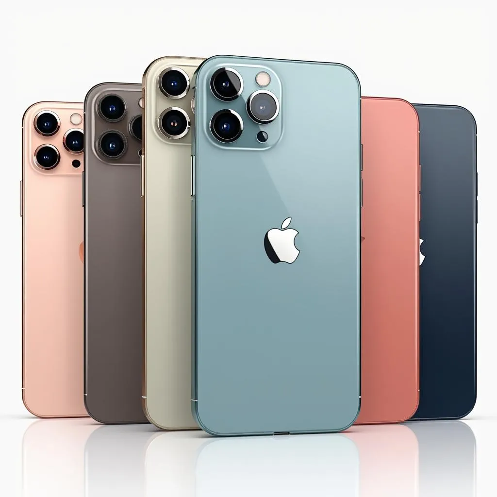 Different iPhone models on display 