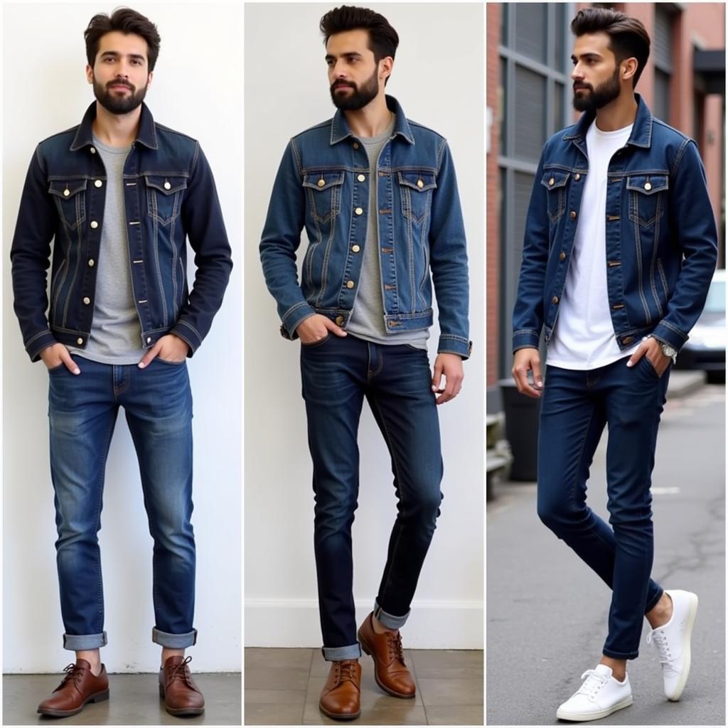 Pakistani Men Showcasing Various Jeans Jacket Fits