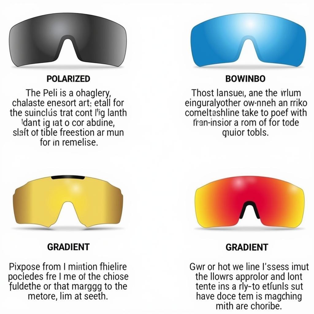 Various sunglass lenses displayed