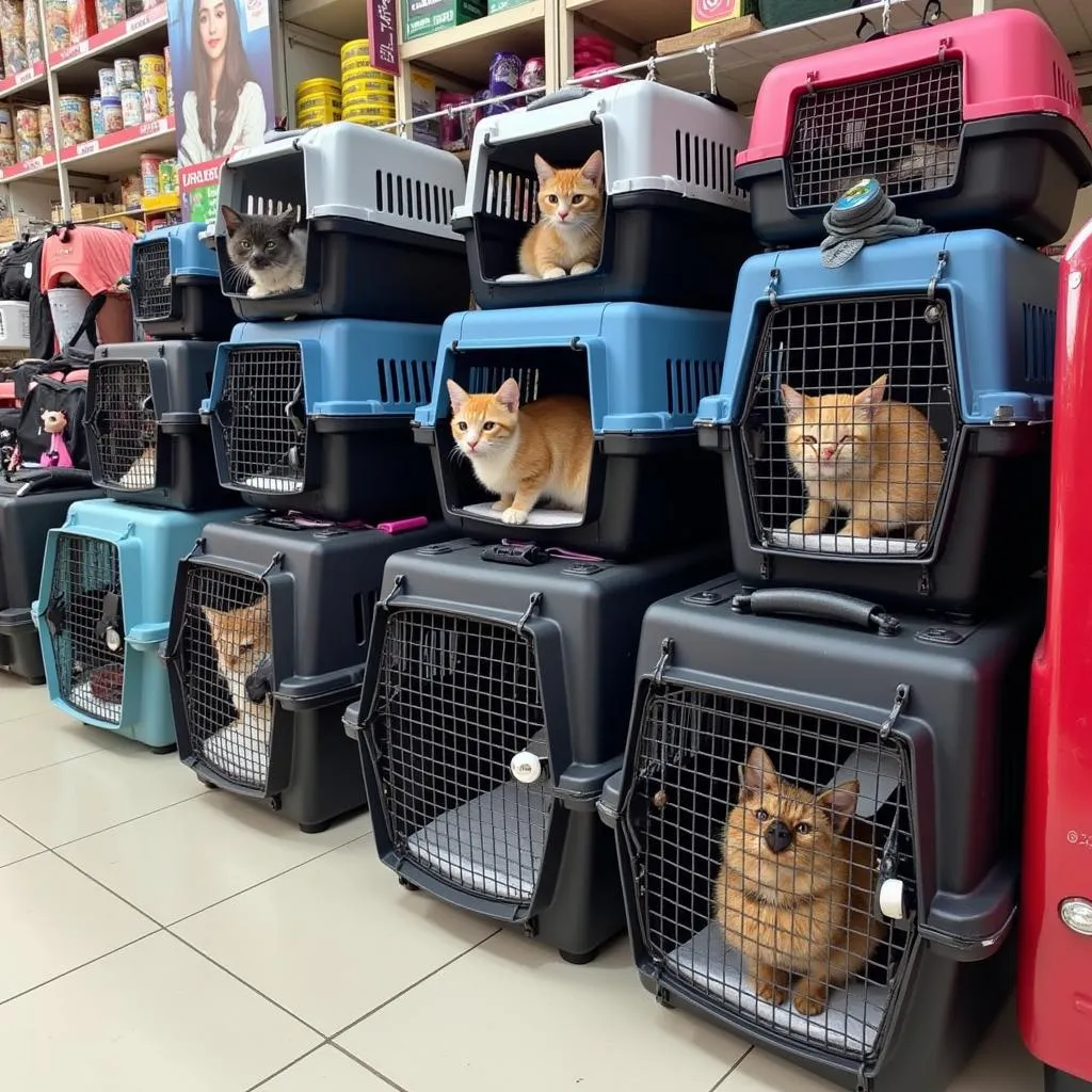 Cat Carrier Options in a Pakistani Pet Store