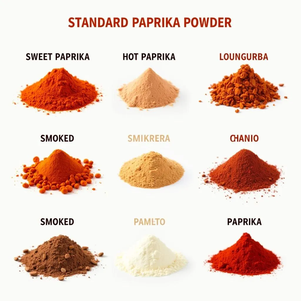 Varieties of paprika powder