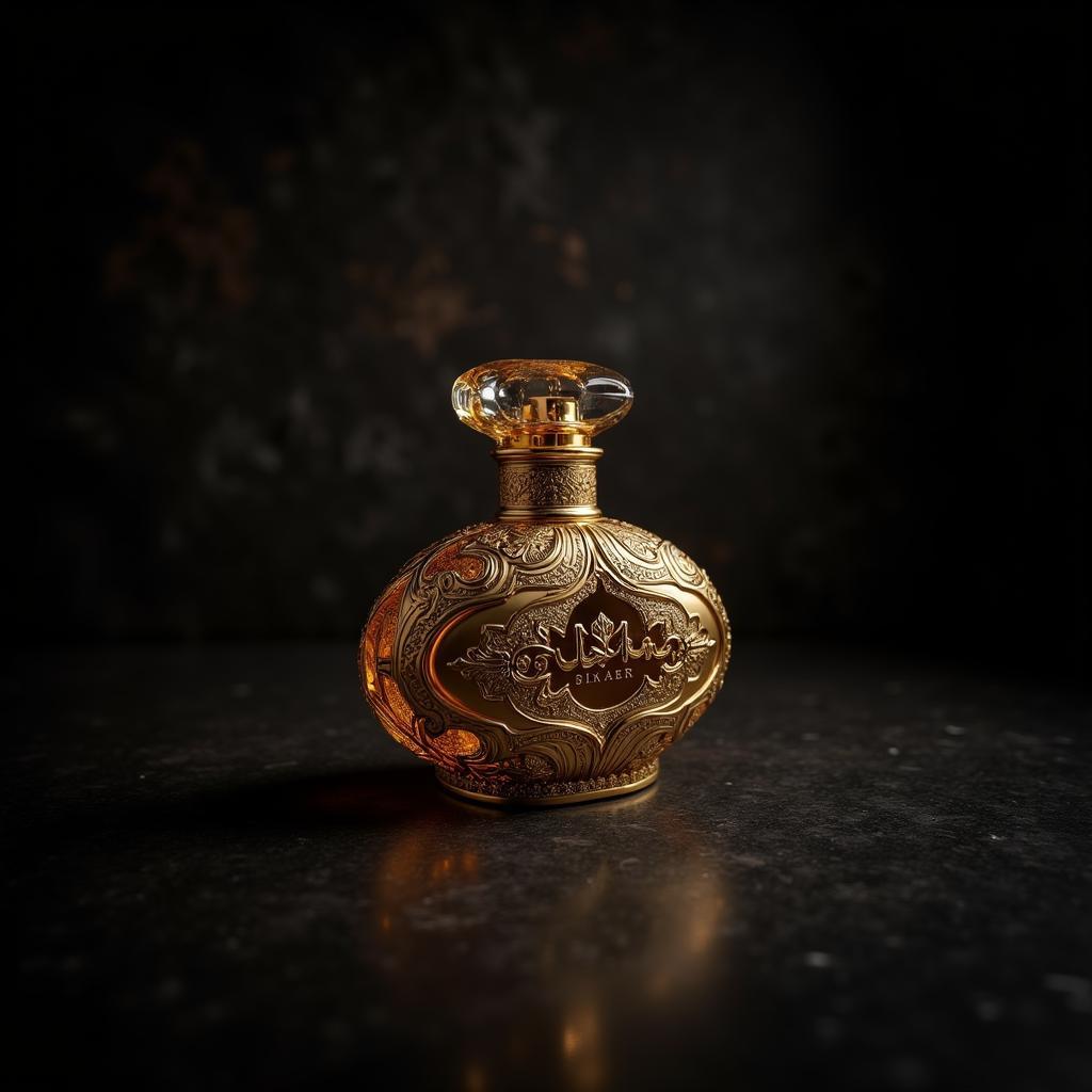 Close-up of Dirham Gold Perfume Bottle